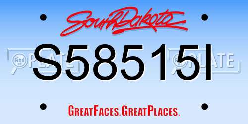 S58515I South Dakota License Plate