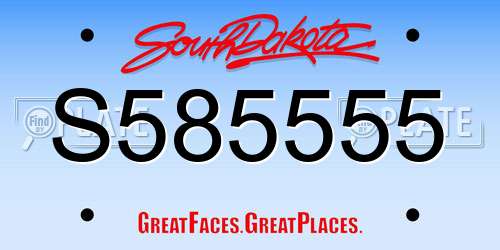 S585555 South Dakota License Plate