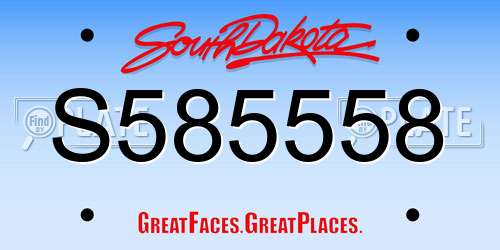 S585558 South Dakota License Plate