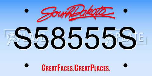 S58555S South Dakota License Plate
