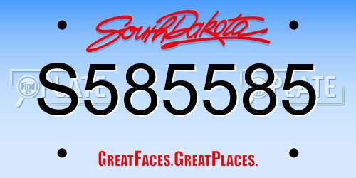 S585585 South Dakota License Plate