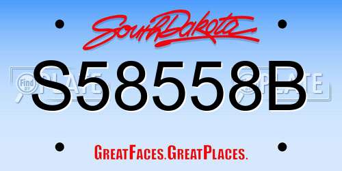 S58558B South Dakota License Plate