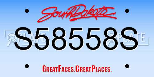 S58558S South Dakota License Plate