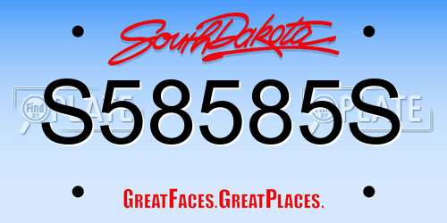 S58585S South Dakota License Plate