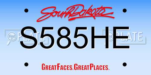 S585HE South Dakota License Plate