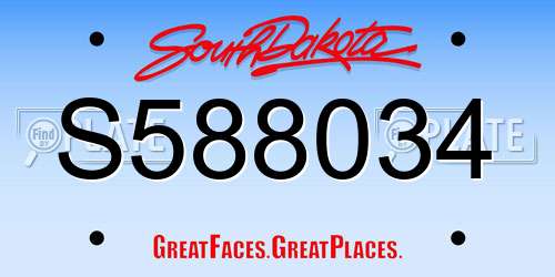 S588034 South Dakota License Plate