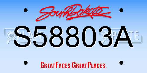 S58803A South Dakota License Plate