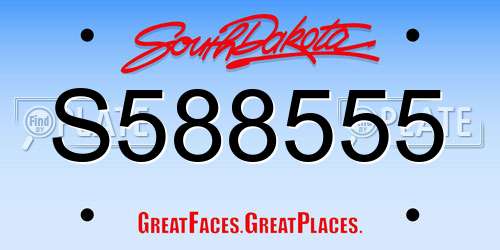 S588555 South Dakota License Plate