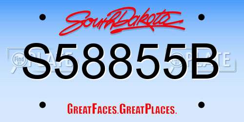 S58855B South Dakota License Plate