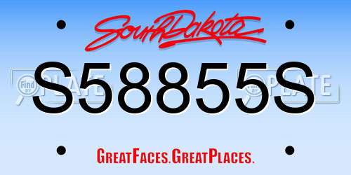 S58855S South Dakota License Plate