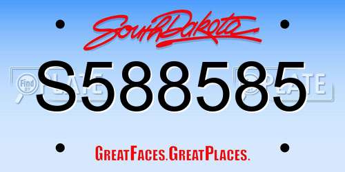 S588585 South Dakota License Plate