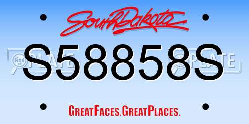 S58858S South Dakota License Plate