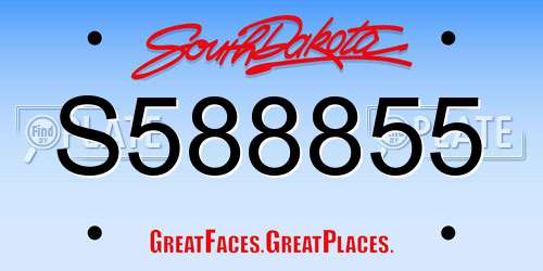 S588855 South Dakota License Plate