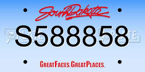 S588858 South Dakota License Plate