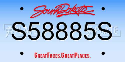 S58885S South Dakota License Plate