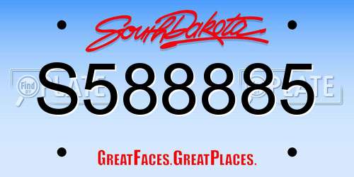 S588885 South Dakota License Plate