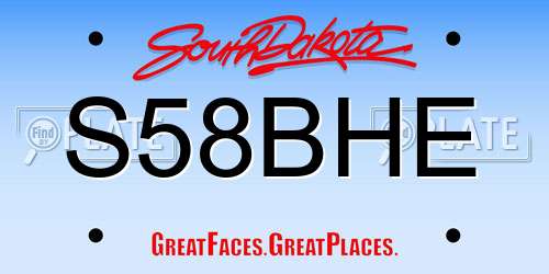 S58BHE South Dakota License Plate