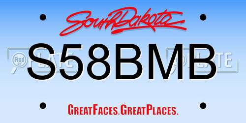 S58BMB South Dakota License Plate