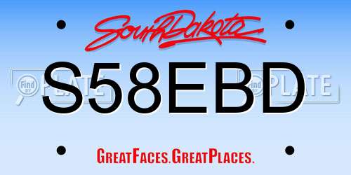 S58EBD South Dakota License Plate