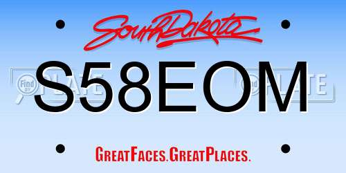 S58EOM South Dakota License Plate