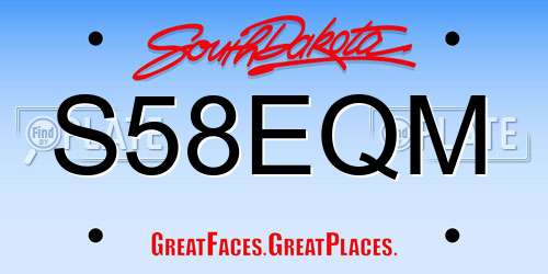 S58EQM South Dakota License Plate