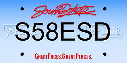 S58ESD South Dakota License Plate