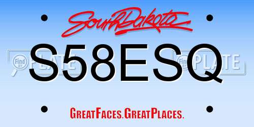 S58ESQ South Dakota License Plate