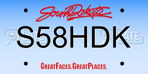 S58HDK South Dakota License Plate