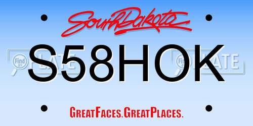 S58HOK South Dakota License Plate