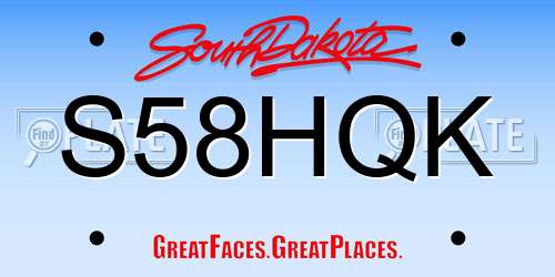 S58HQK South Dakota License Plate