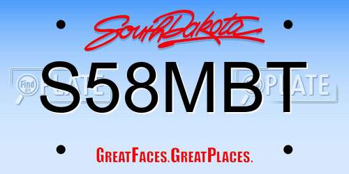 S58MBT South Dakota License Plate