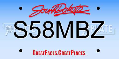 S58MBZ South Dakota License Plate