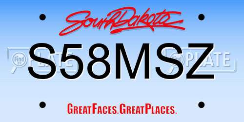 S58MSZ South Dakota License Plate