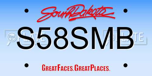 S58SMB South Dakota License Plate