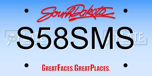 S58SMS South Dakota License Plate