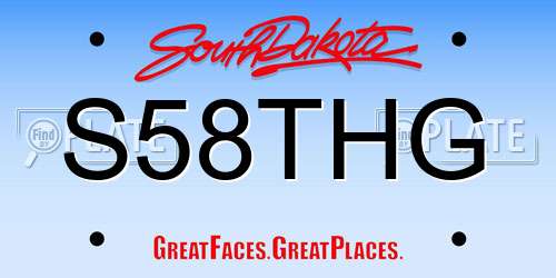 S58THG South Dakota License Plate