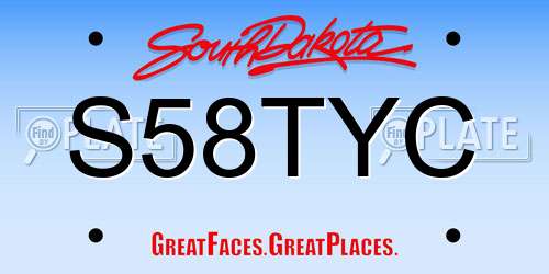 S58TYC South Dakota License Plate