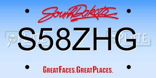 S58ZHG South Dakota License Plate
