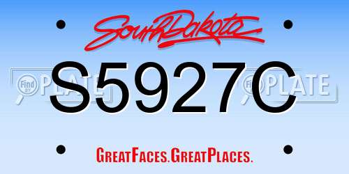 S5927C South Dakota License Plate