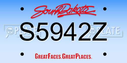 S5942Z South Dakota License Plate