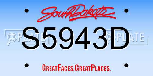 S5943D South Dakota License Plate