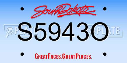 S5943O South Dakota License Plate