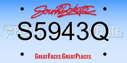 S5943Q South Dakota License Plate