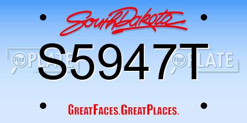 S5947T South Dakota License Plate