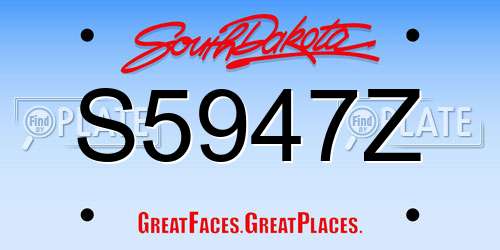 S5947Z South Dakota License Plate