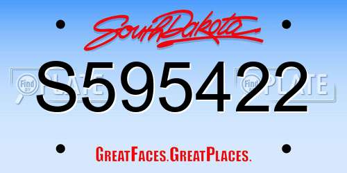 S595422 South Dakota License Plate