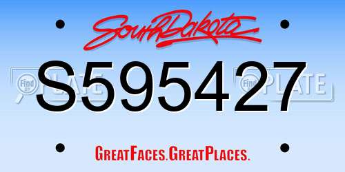 S595427 South Dakota License Plate