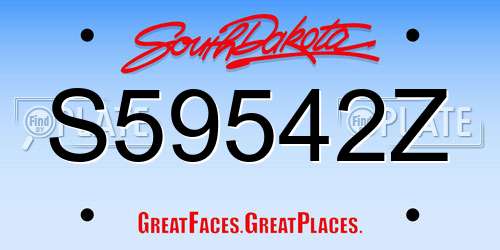 S59542Z South Dakota License Plate