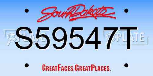 S59547T South Dakota License Plate