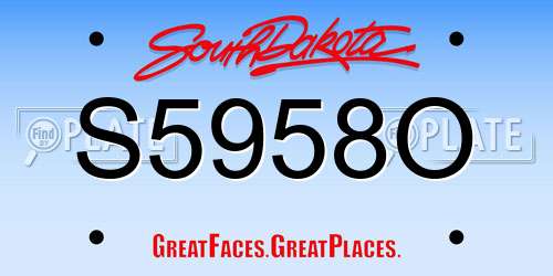 S5958O South Dakota License Plate